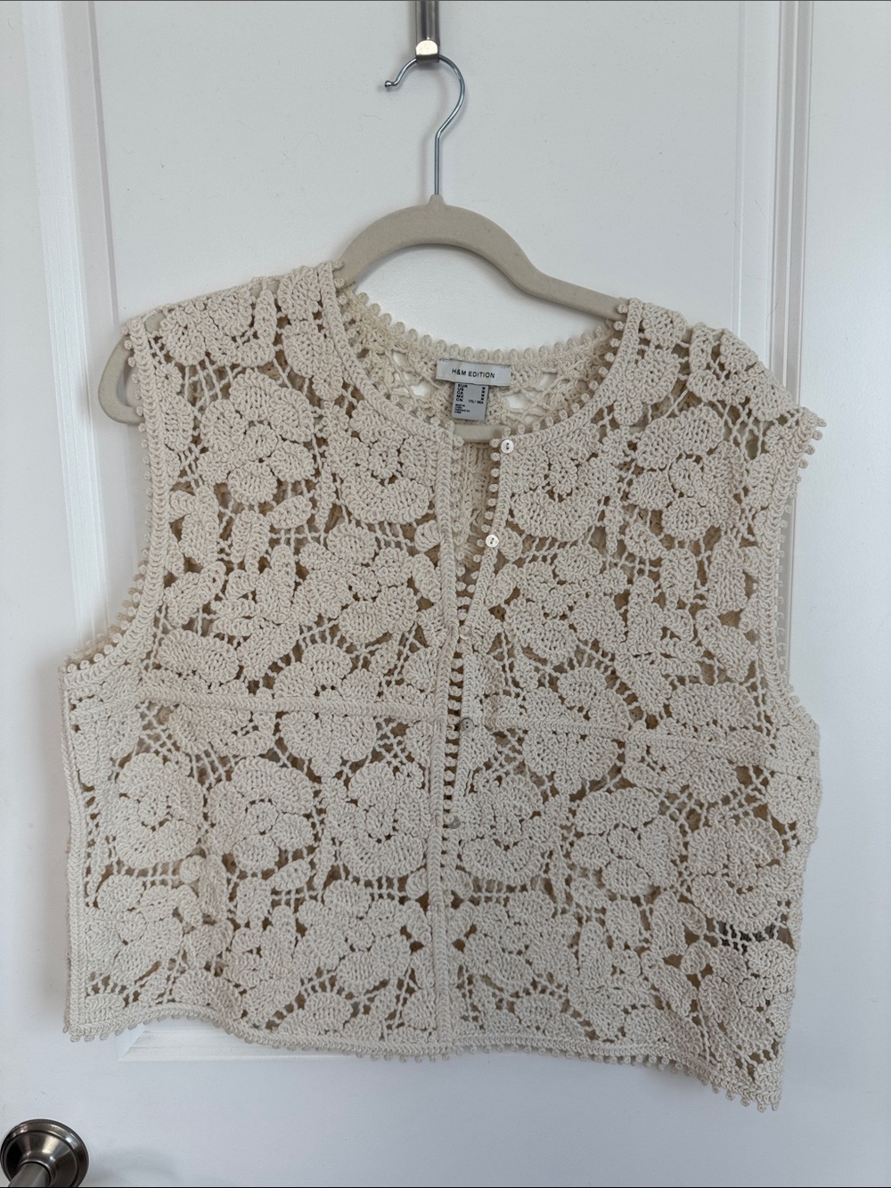 H&M EDITION Cream Crochet Floral Vest